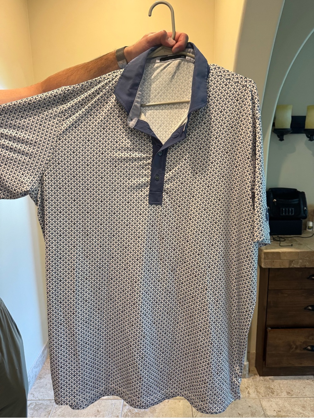 Greyson Golf Navy & White Geometric Polo